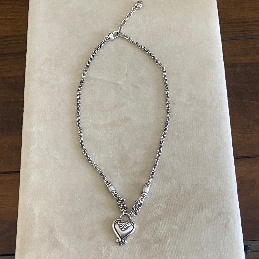 BRIGHTON Elegant Silver Heart Pendant Necklace;Like New